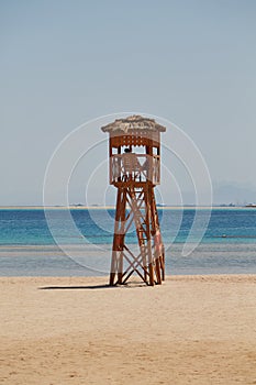 Soma Bay, Egypt - life guard tower at the beach