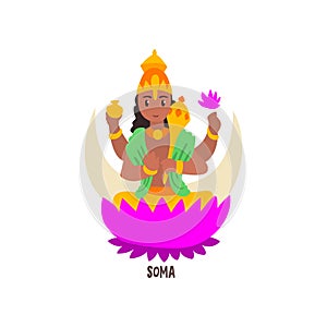 Soma Indian God cartoon character vector Illustration on a white background