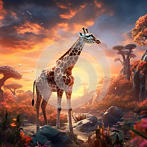 Somali Giraffe  Made With Generative AI illustration