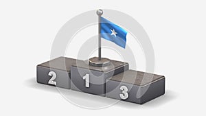 Somalia 3D waving flag illustration on winner podium.