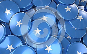Somalia Badges Background - Pile of somali Flag Buttons.