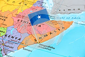 Somalia map and flag pin