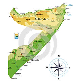 Somalia physical map photo
