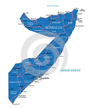 Somalia political map