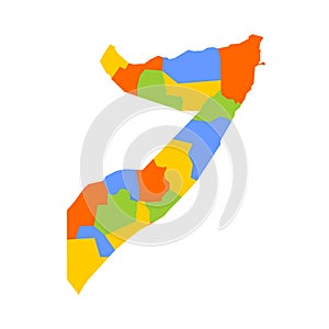 Somalia political map of administrative divisions