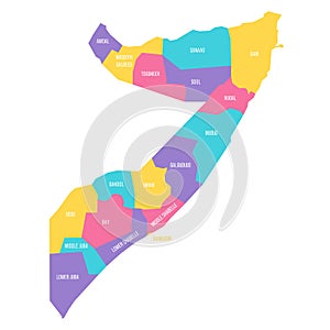 Somalia political map of administrative divisions