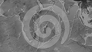 Somalian plate outlined. Eckert III. Grayscale