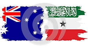 Somaliland and Australia grunge flags connection vector