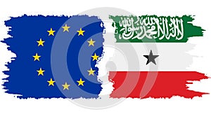 Somaliland and European Union grunge flags connection vector