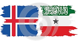 Somaliland and Iceland grunge flags connection vector