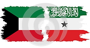 Somaliland and Kuwait grunge flags connection vector