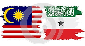 Somaliland and Malaysia grunge flags connection vector