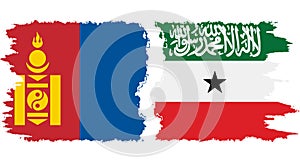 Somaliland and Mongolia grunge flags connection vector