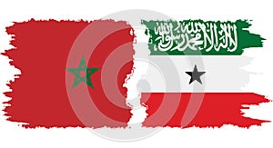 Somaliland and Morocco grunge flags connection vector