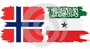 Somaliland and Norwegian grunge flags connection vector