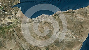 Somaliland outlined. High-res satellite
