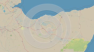 Somaliland outlined. Topo German