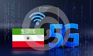 Somaliland Ready for 5G Connection Concept. 3D Rendering Smartphone Technology Background