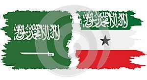 Somaliland and Saudi Arabia grunge flags connection vector