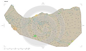 Somaliland shape on white. Topo French