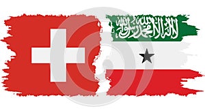Somaliland and Switzerland grunge flags connection vector