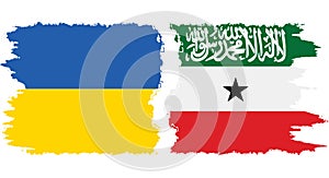 Somaliland and Ukraine grunge flags connection vector