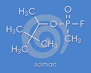 Soman nerve agent molecule chemical weapon. Skeletal formula.