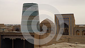 A somber day at a temple in Xiva, Uzbekistan