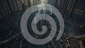 Forest Fire Aftermath: Charred Landscape