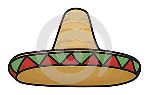 Sombrero or charro hat in flat colors and outlines, Vector illustration photo