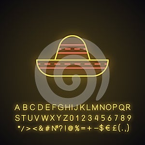 Sombrero neon light icon photo