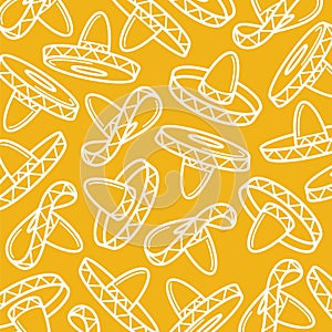 Sombrero pattern, background set. Collection icon sombrero. Vector