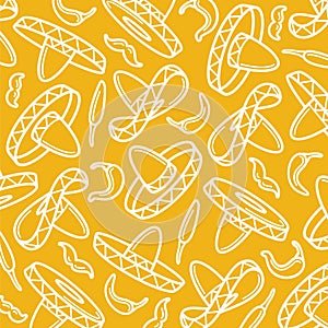 Sombrero pattern, background set. Collection icon sombrero. Vector