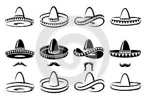 Sombrero set. Vector photo