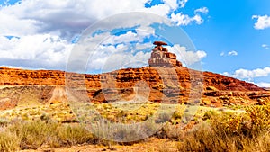 The sombrero-shaped rock outcropping on the northeast edge of the town named Mexican Hat