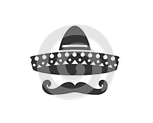 Sombrero silhouette, hat and mustache