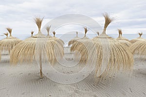 Sombrillas de verano en la playa. MÃÂ¡laga. EspaÃÂ±a photo
