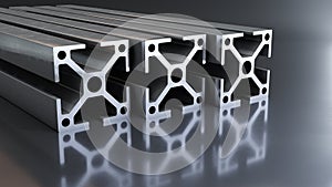 Some aluminum construction profile objects