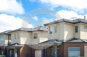 Some Australian modern suburban townhouses in Melbourne`s residential neighborhood.