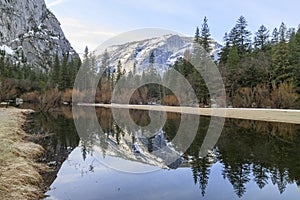 Some beautiful scene of the famous Mirror Lake of Yosemite