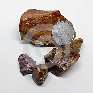 Some Brown stone Fosil wooden stone. Gems stone photo