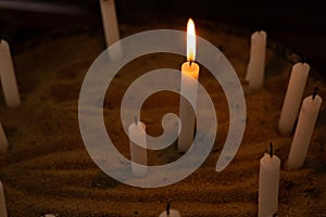 Some candles in the temple.