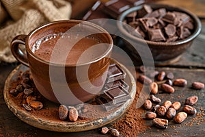 some chocolate and nuts on top of a table with chocolate