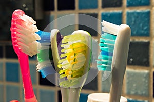 Some colorful family toothbrushes