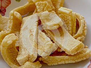 Some crackers in white background