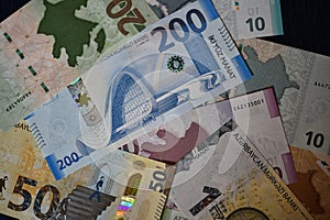 Some current banknotes of Azerbaijan photo