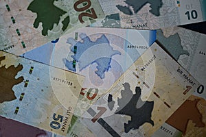 Some current banknotes of Azerbaijan photo