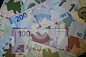 Some current banknotes of Azerbaijan photo