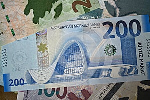 Some current banknotes of Azerbaijan photo