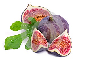 Some cut parts of fig with juicy pulp